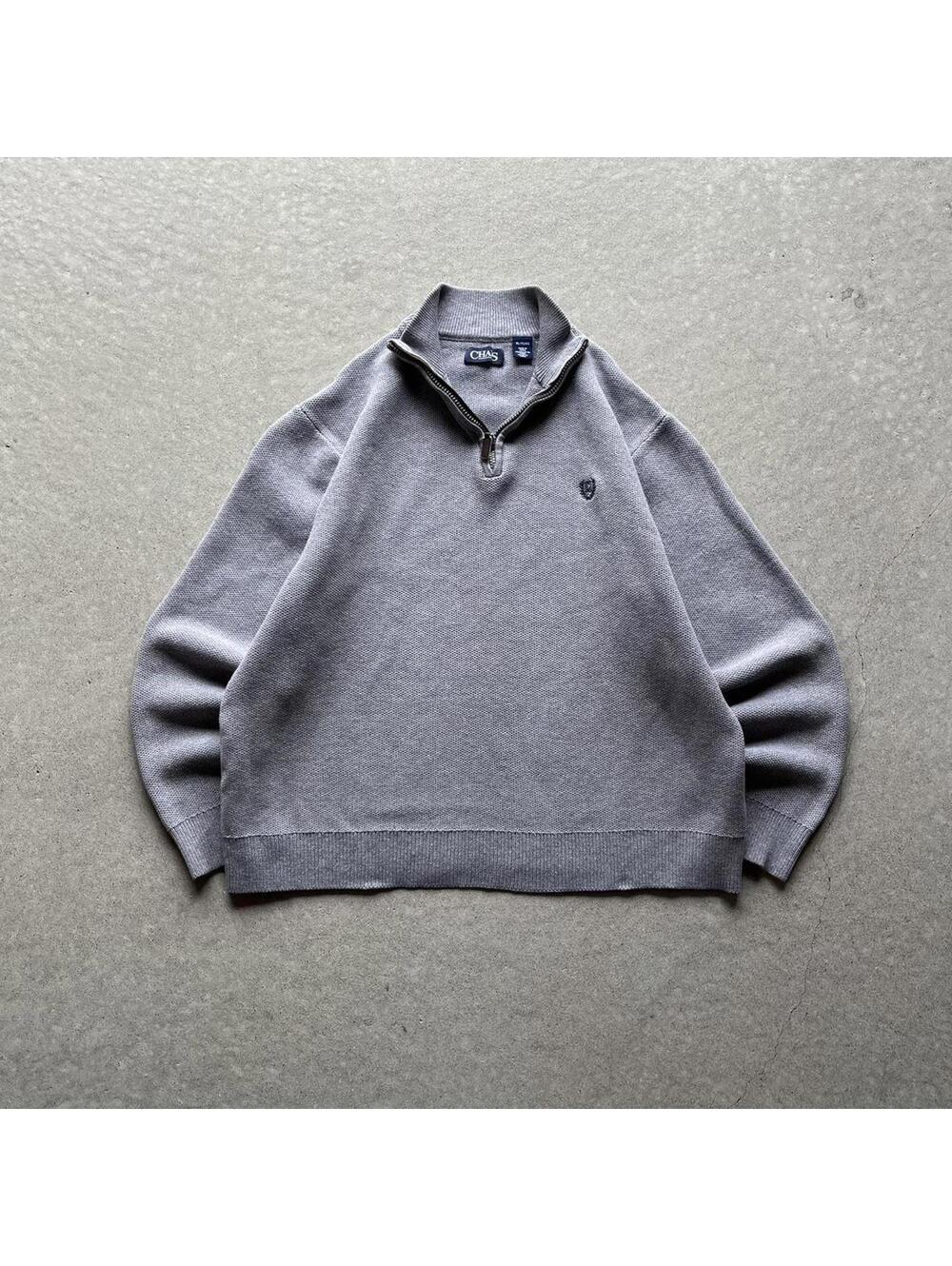 Vintage Y2K Chaps Quarter Zip Elbow Patch Sweater